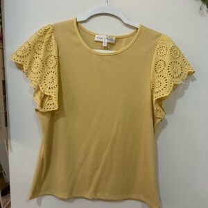 Yellow Flutter Sleeve Blouse